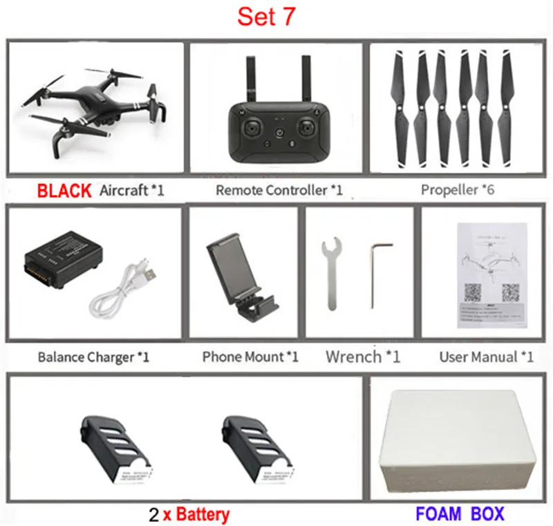 CFLY DF805B умный двойной gps 5G WiFi 1080P FPV Радиоуправляемый Дрон RTF карданный Квадрокоптер HD FPV летная аэрофотосъемка Дрон VS JJRC X7 - Цвет: Set7