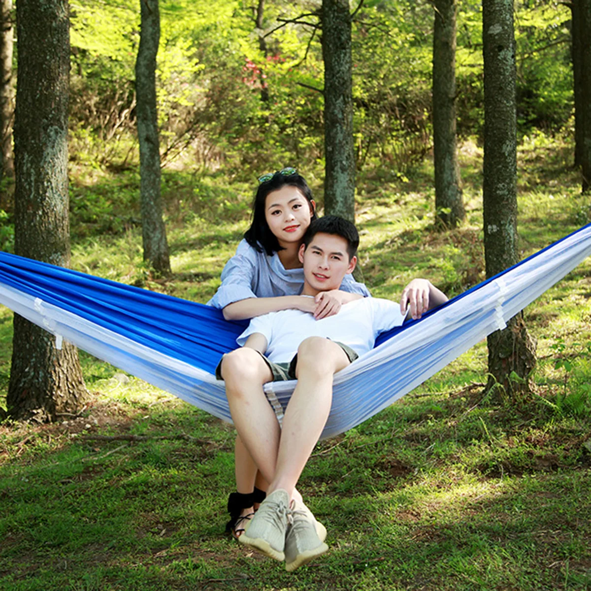 2 Person Outdoor Portable Hammock Camping Survival Hammock Garden Swing Hunting Hanging Sleeping Chair Travel Parachute Hammocks