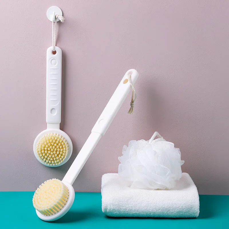 Shower Brush Natural Bath Brush Long Handle Soft Hair Rub Back Shower Brush Body MassagerBath