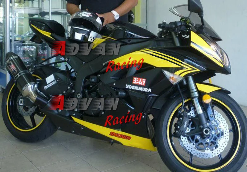 Yellow Black Injection Fairings Bodywork Set Kawasaki Ninja Zx6r 09