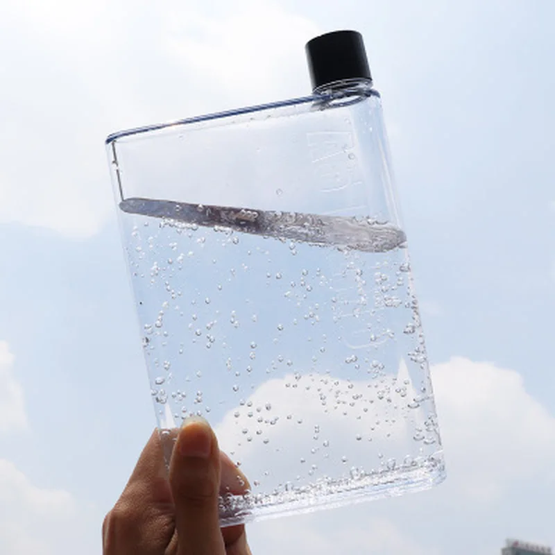 A5 Reusable Student Notebook Shape Water Bottle Flat Daily Portable Clear Bottle