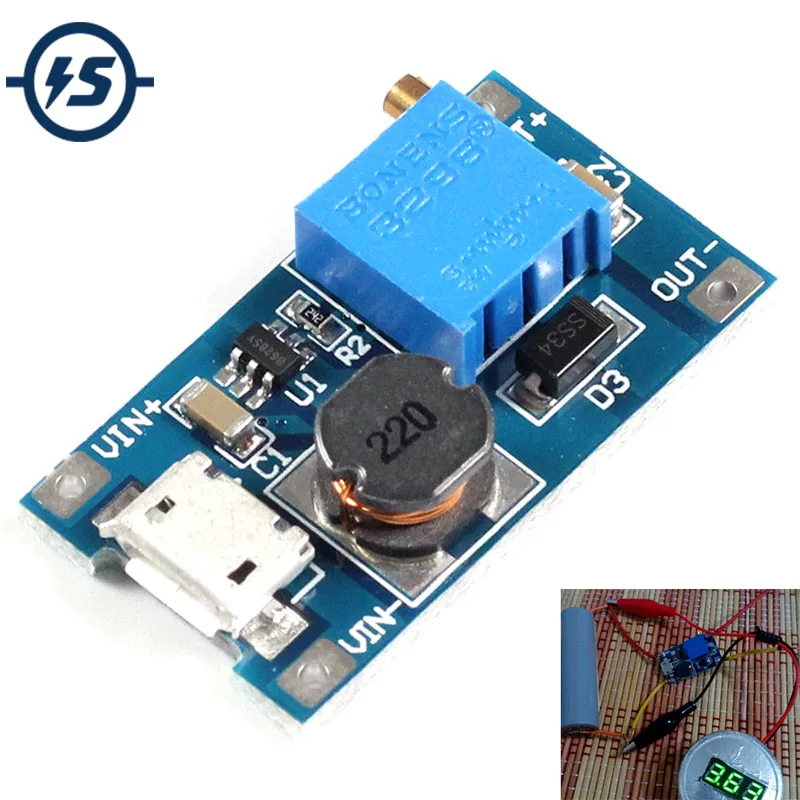 

3pcs DC-DC 2V-24V to 5/9/12/28V Boost Step-Up Power Module Micro USB Input 2A Voltage Converter