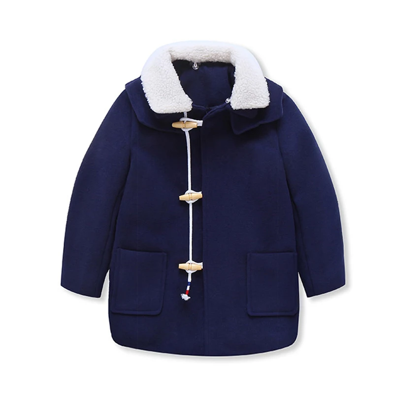 Куртки для мальчиков пальто осень-зима Детская шерстяная одежда и смесей Детские Детская верхняя одежда кнопка карман куртки пальто для мальчиков
