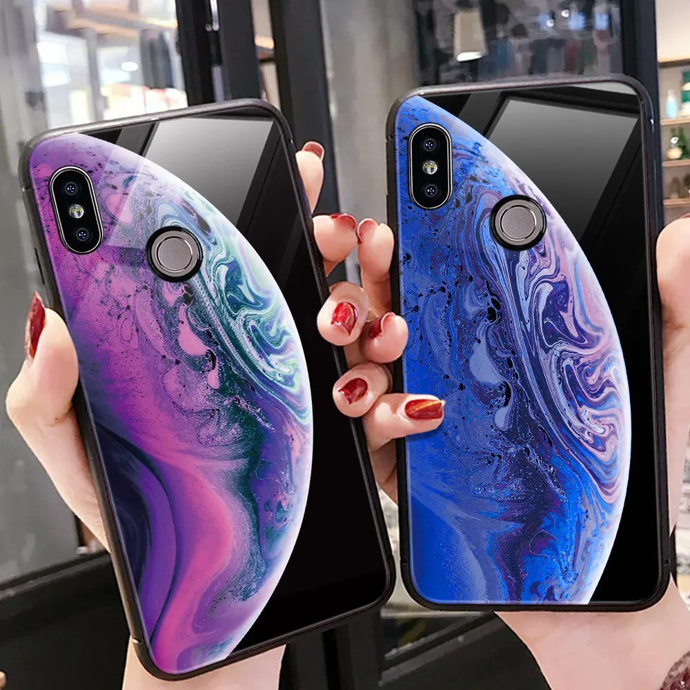 TOMKAS Space Glass Case for Xiaomi Redmi Note 5 6 Pro Cases for Pocophone F1 Silicone Cover Case for Xiaomi Redmi 4X Mi A2 Lite (23)