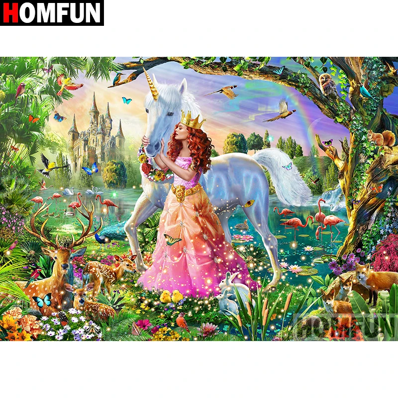 Алмазная 5D Вышивка HOMFUN Конская красота картина сделай сам с полными