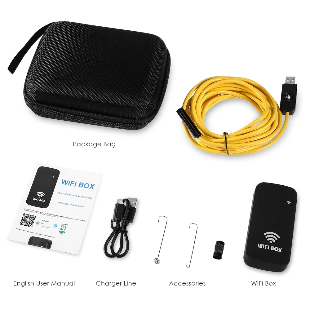 10M semi-rigid cable Wireless WiFi Camera Endoscope for Phones and Tablets 65 degree Borescope Support Android/iOS/Mac/Window