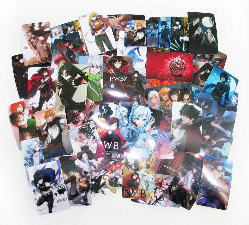 65 pcs lot RWBY Credit Card Stickers Girl Characters Ruby Weiss Blake Yang 2017 Volume