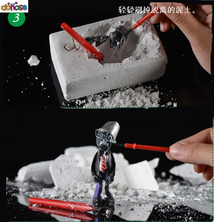 Plants vs. Zombies 3D Novel Digging Excavation Science Kit DIY TOY For Boy  Action Figure Kids Toy Learning toy
