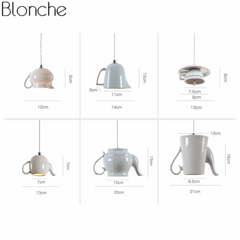 Modern Ceramic Led Pendant Lights Tea Cup Teapot Hanglamp Nordic Hanging Lamp Home Decor Dining Room Kitchen Lighting Fixtures