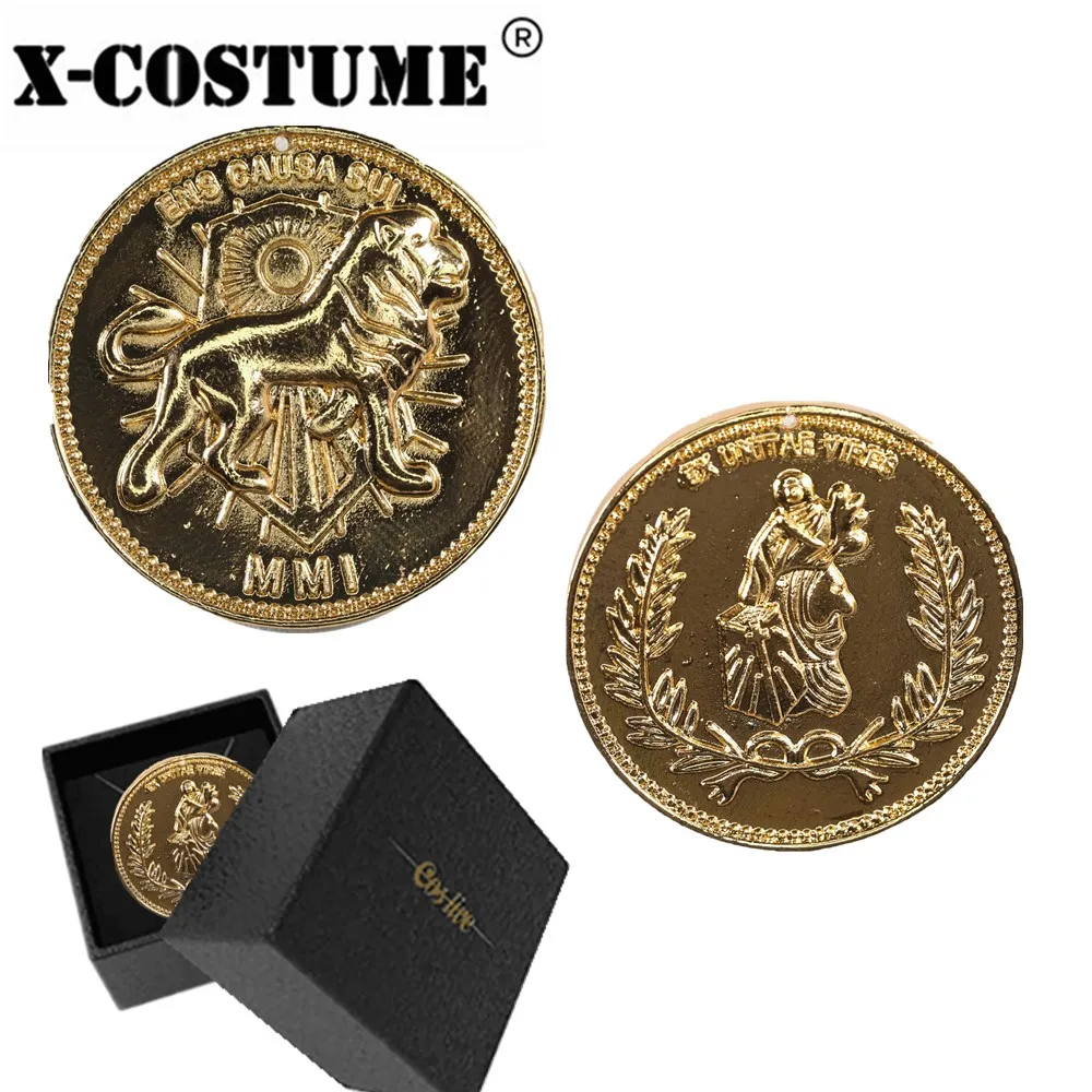 

X-COSTUME John Wick Gold Coin and Wig Cosplay Zinc Alloy Accessories Movie Costume Prop Halloween Christmas Gift for Fans