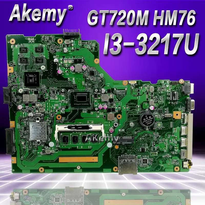 

Akemy X75VC Laptop motherboard for ASUS X75VC X75VB X75VD X75V F75V Test original mainboard 4G RAM I3-3217U CPU GT720M HM76