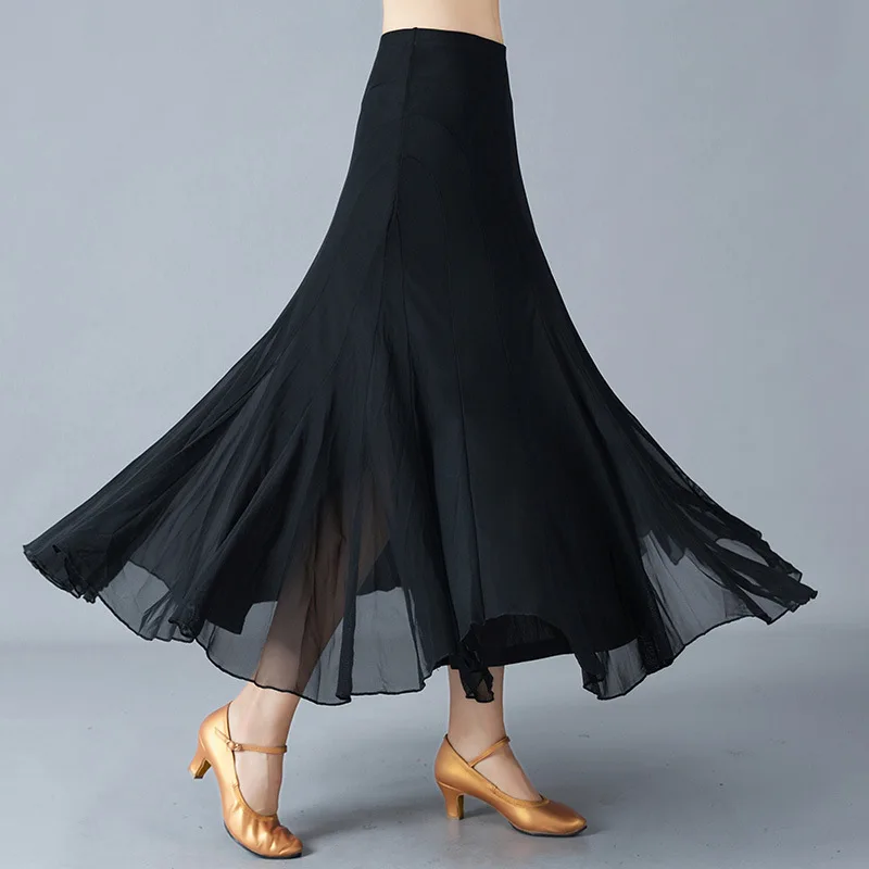 Ballroom Competition Dance Skirt Pure Double Fabric Long Swing Modern ...