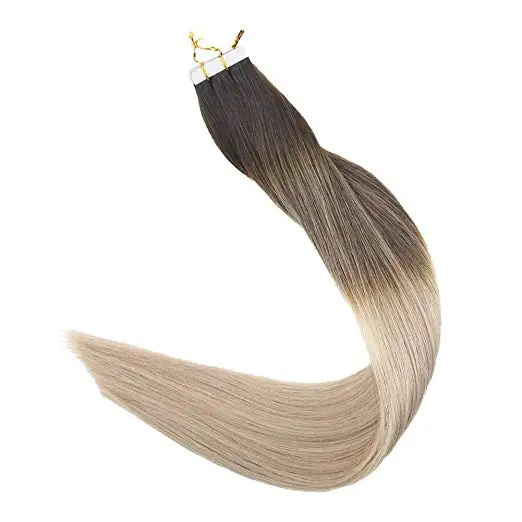 Full Shine Tape in Hair Extensions 50 Gram Glue On Hair Balayage Color Machine Remy Human Hair Extensions Invisible Hair Tapes - Цвет: 2 18 60