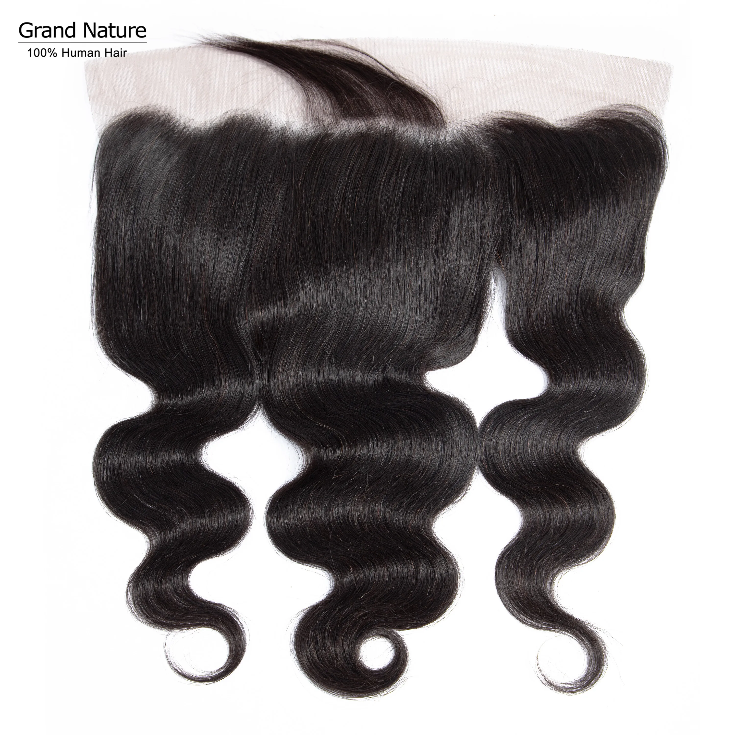 Grand Nature 13x4 Transparent Lace Frontal Closure Peruvian Body Wave Human Hair Extensions Ear To Ear Preplucked Handtie
