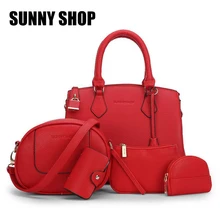 SUNNY SHOP Beauty Bag 5 Set Ladies Hand Bags Leather Large Lock Tote Shoulder Crossbody Bags