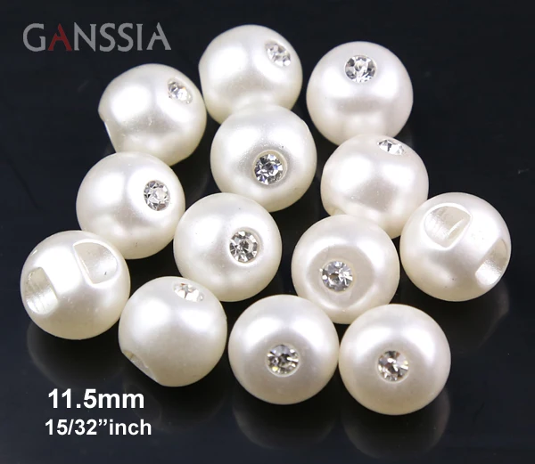 

10pcs/lot Size:11.5mm Good quality resin pearl rhinestone white buttons bulk craft Pearl button Sewing Accessories(SS-1001)