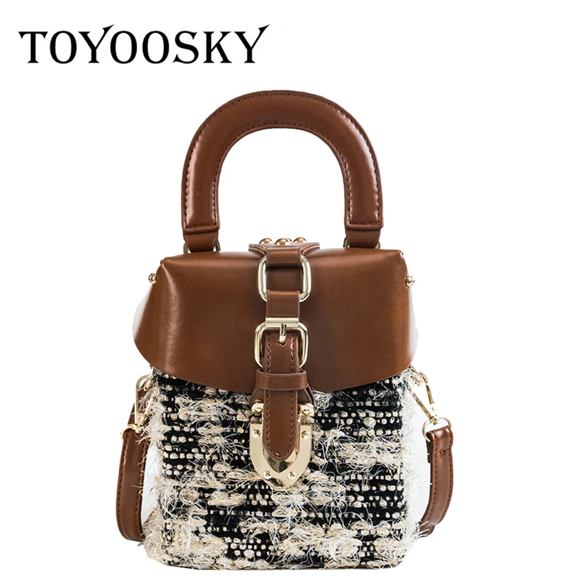 

TOYOOSKY Famous Brand Women Box Handbag Wool Mini Cube Original Design Crossbody Bags for Women Messenger Bags Square Phone Case