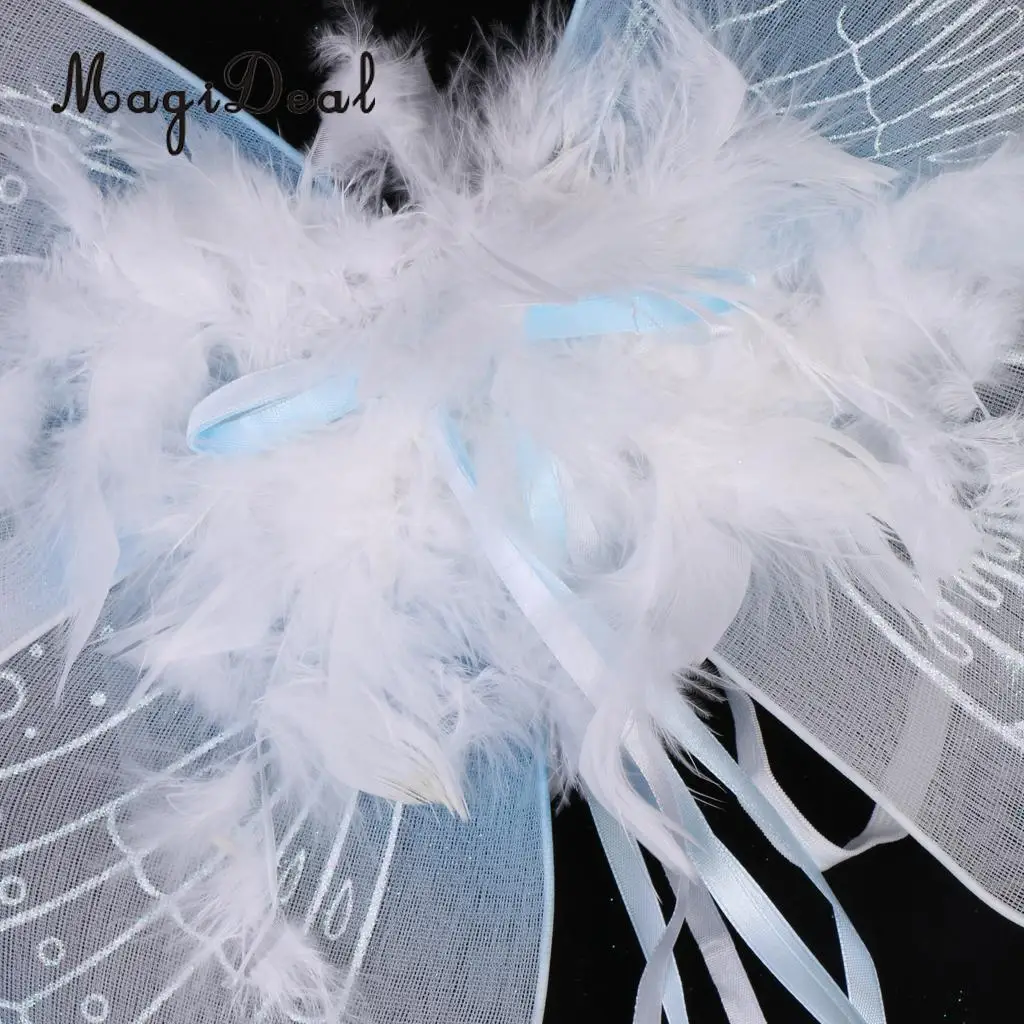 MagiDeal Feather Ribbon Butterfly Angel Fairy Wings Kid Girls Birthday Party Fancy Dress Kindergarten Perfect Decor Light Blue