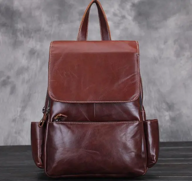 

LOVMAXI Unsex Genuine leather backpacks vintage Men/women's causal backpacks bags cow leather coffee backpack