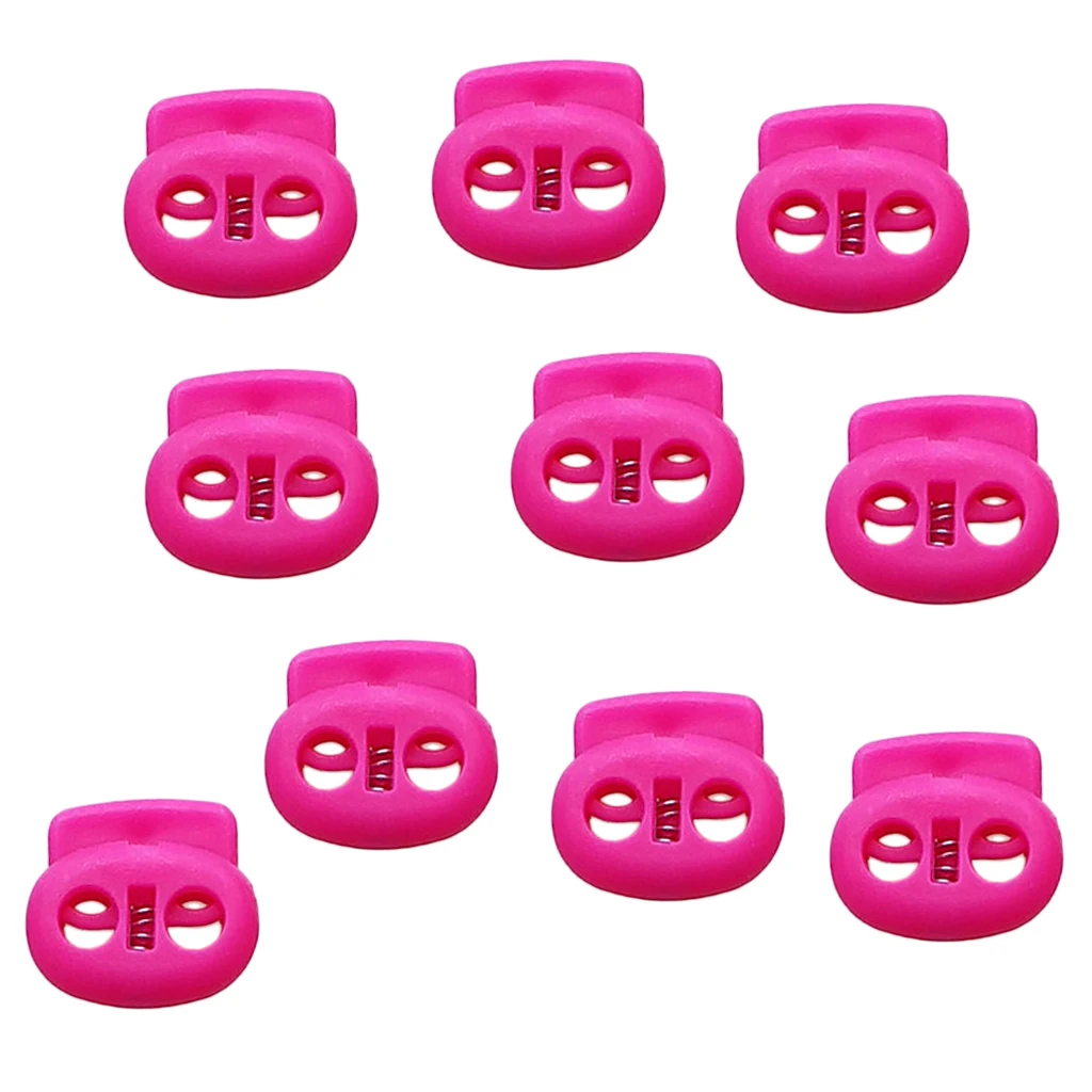 MagiDeal 10pcs Plastic Cord Lock Stoppers Dual Hole Spring Stop Toggle Stopper for Cord Drawstring 5mm Tent Accessories 