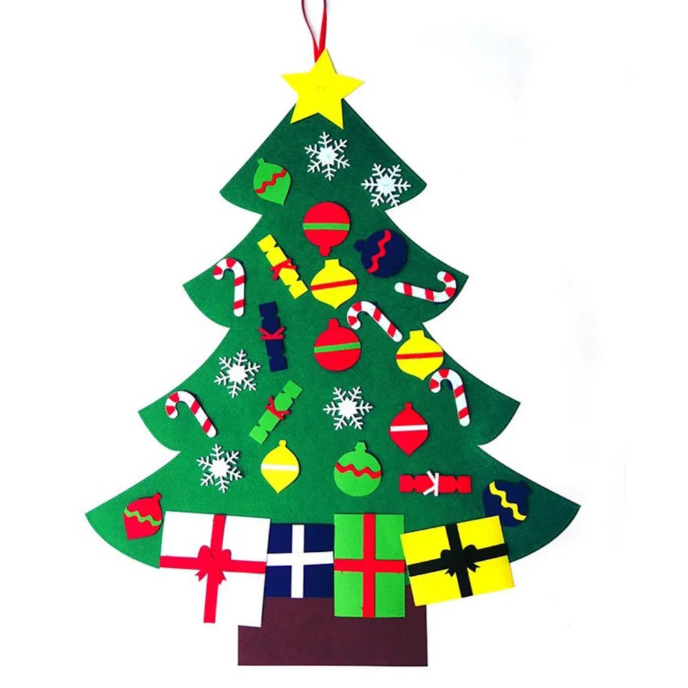 New Wall Hanging 3ft Felt Christmas Tree Set with Ornaments Christmas Decoration 90 x 75cm Free ...