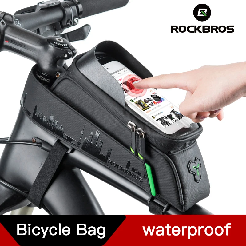 

ROCKBROS Touch Screen Cycling Bike Bag Front Tube Phone Bicycle Bag Waterproof Frame Panniers For Bike Accessories