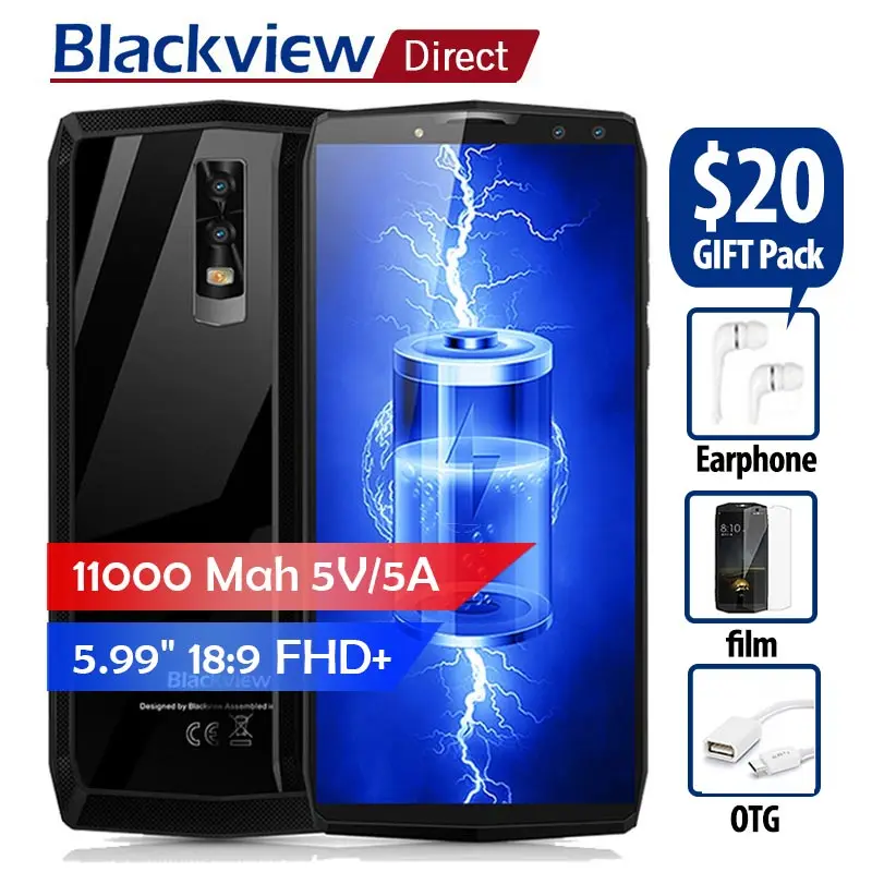 Blackview P10000 Pro смартфон 11000 мАч 5 В/5A 99 &quot18:9 FHD + дисплей MTK6763 Octa Core Android 7 1 4 г 64 Quad камеры