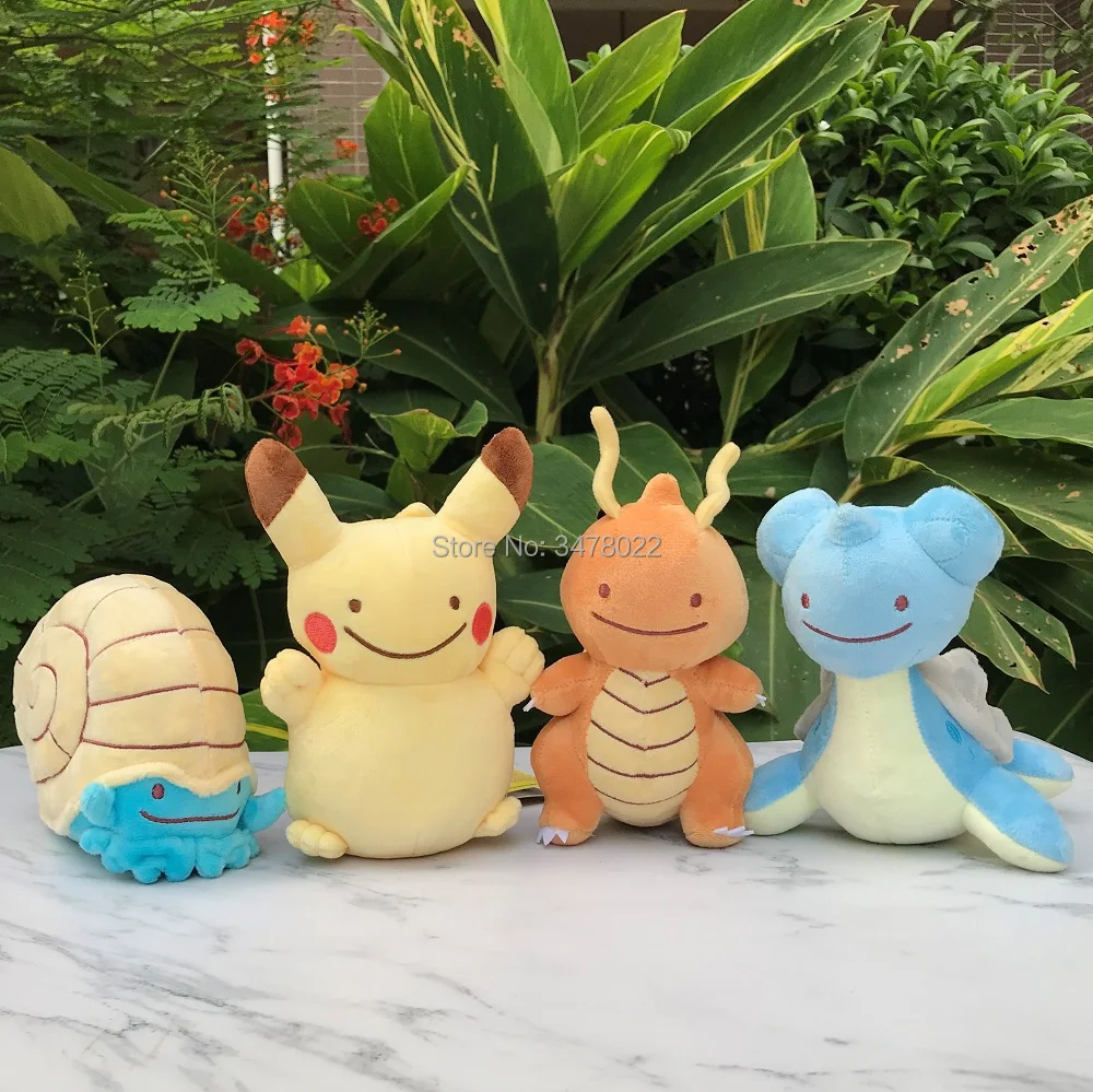 Милая трансформирующая игрушка Ditto Lapras Dragonite Pikachu Omanyte, плюшевая игрушка, мягкие игрушки в виде животных, мультяшная кукла