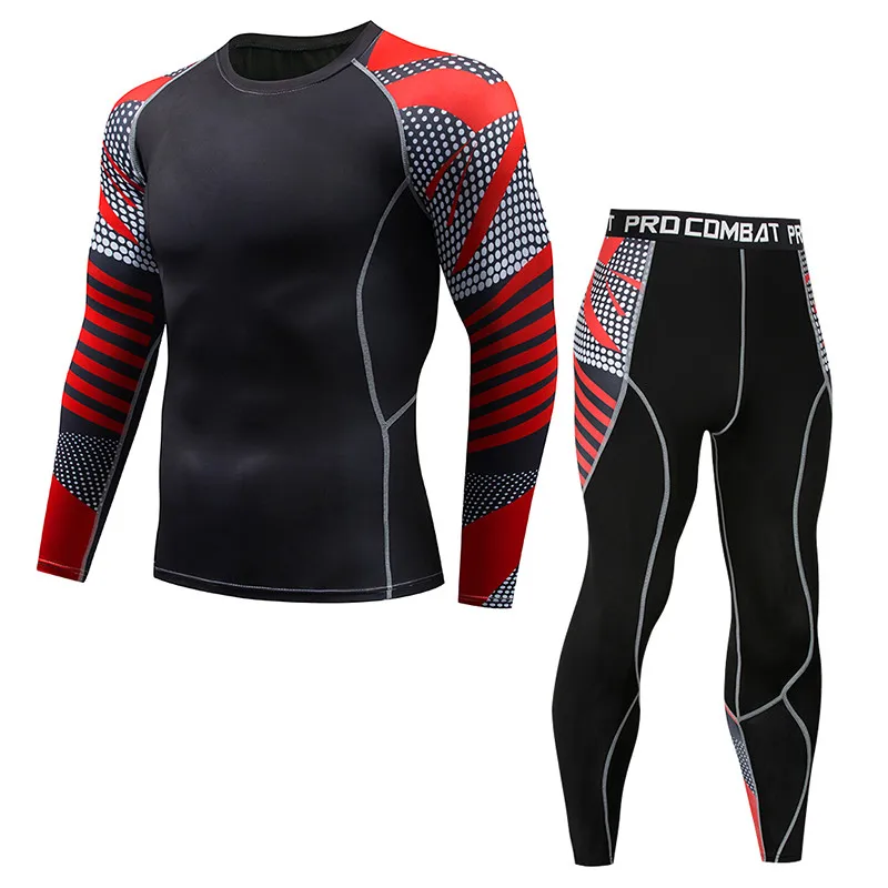 С длинным рукавом Rash Guard Complete Графический Компрессионные Шорты Многофункциональный Фитнес ММА футболки Для мужчин костюмы