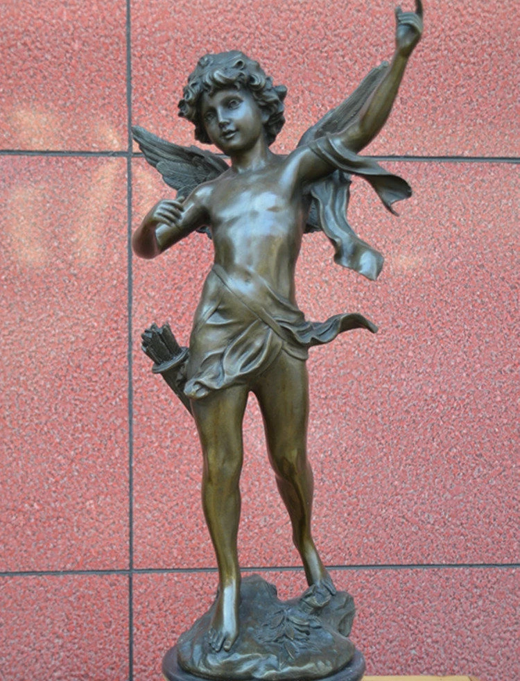 Art Deco Sculpture Angel Ajier Bronze Statue 2217in Statues