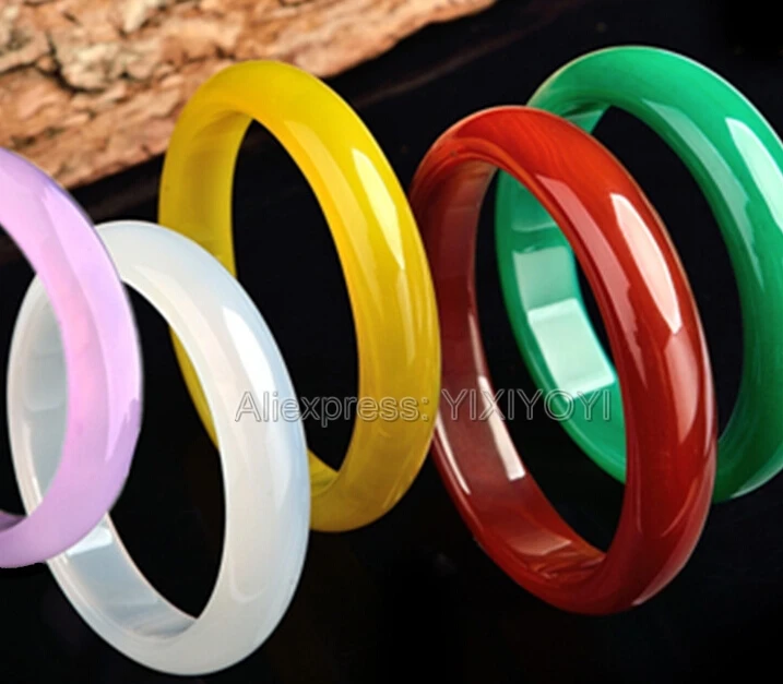 

Beautiful 15-18mm Wide Natural Green White Red Yellow Agate Jade Lucky Bangle Bangles Sweet Girl's Gift Fine Jewelry 55-62mm