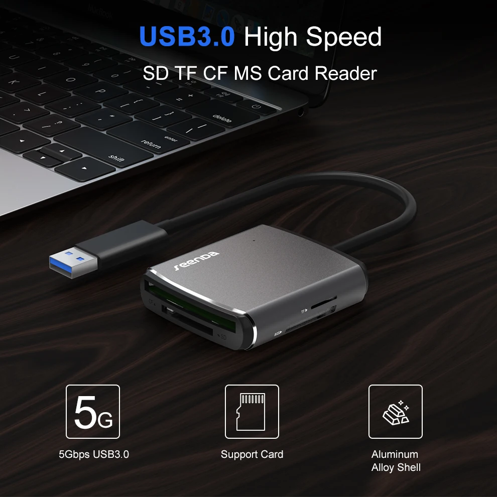 SeenDa USB3.0 кард-ридер с высоким уровнем Скорость мульти-камера слот для карт памяти SD CF TF MS мобильный телефон OTG кард-ридер для PC карта для ноутбука читателя