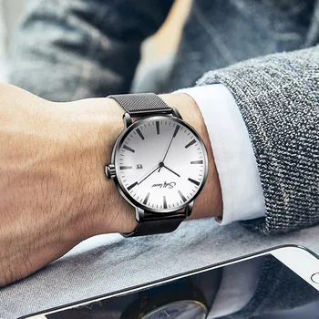 

Mens Watches Top Brand Business Watches Fashion Men's Watch Alloy Business Mesh Band Male Quartz Wrist Watch zegarek meski