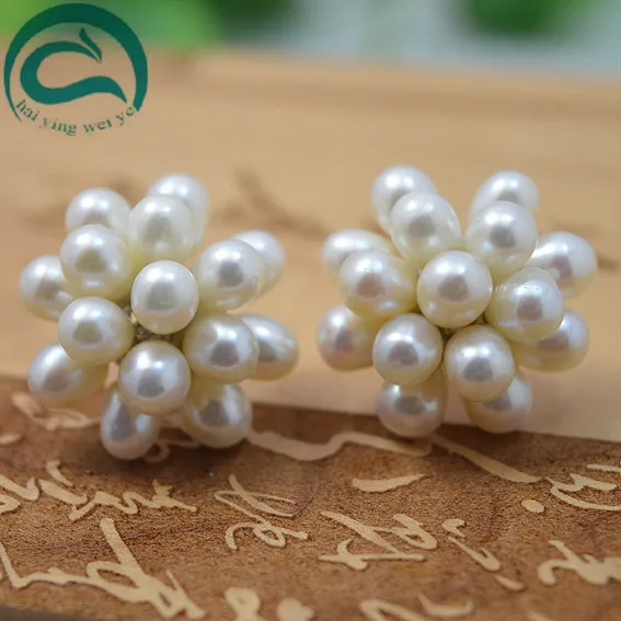 

Classic Pearls Earrings ,Natural White Color Real Pearl Jewellery,Flower Earring ,Fashion Lady's Gift Wedding Party Jewelry