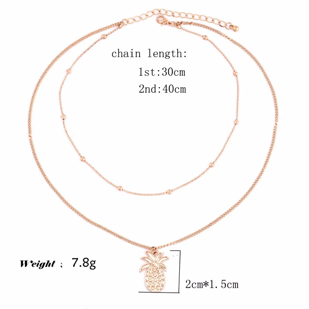 RscvonM Новое модное многослойное ожерелье с ананасом, набор из золотых бусин, двойное ожерелье для женщин