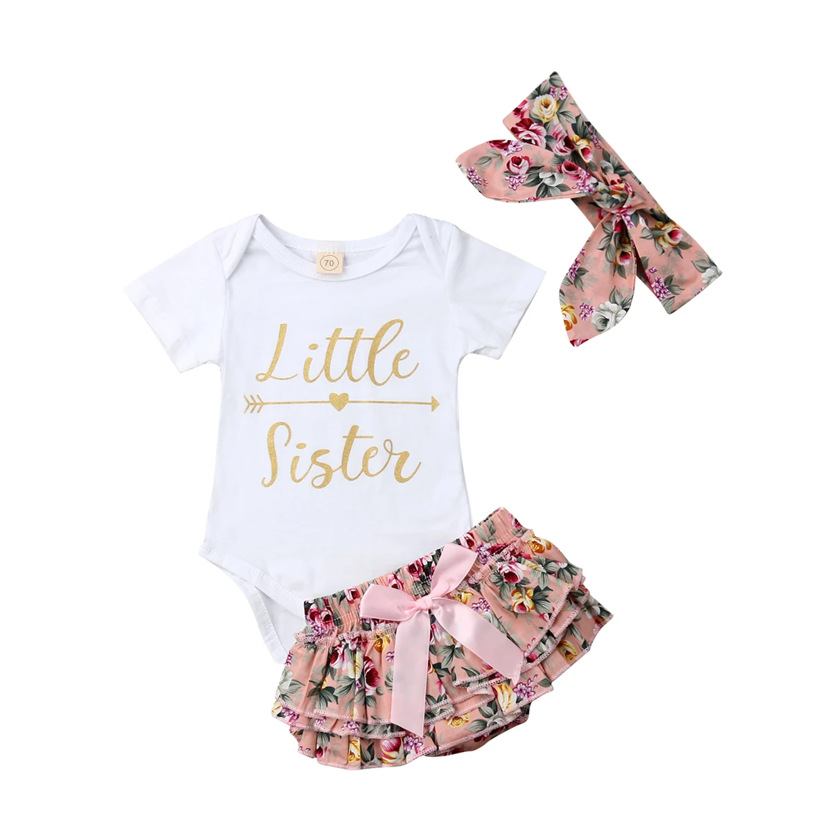 Cute Dot Cotton Newborn Baby Girls Ruffle Sleeve Bodysuit Jumpsuit Headband Clothing Outfit