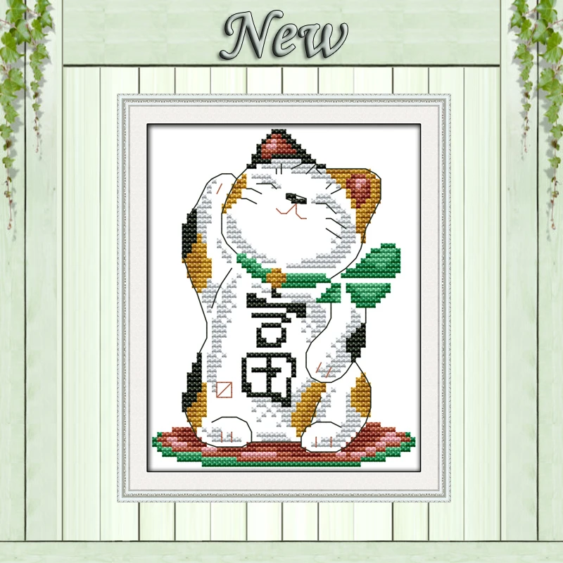 

Ric cat cute animal cartoon Decor painting counted print on canvas DMC 11CT 14CT kit DIY Cross Stitch embroidery needlework Sets