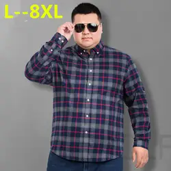 10XL 8XL мужская клетчатая рубашка camicas Social 2018 Осень Мужская модная клетчатая рубашка с длинными рукавами Мужская Кнопка Вниз Повседневная