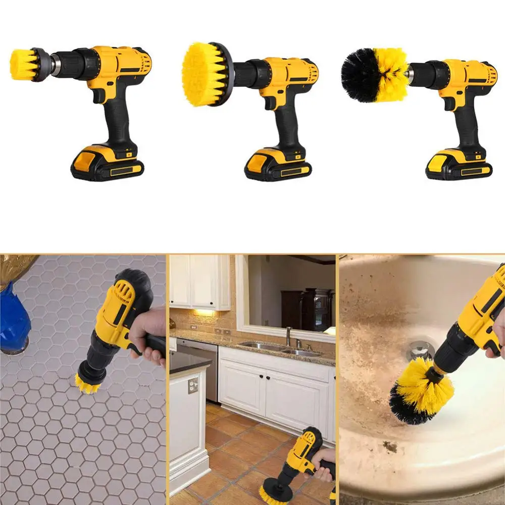 Electric Drill Brush Set Power  Scrub For Car Bathroom Kitchen Cleaning Tools 