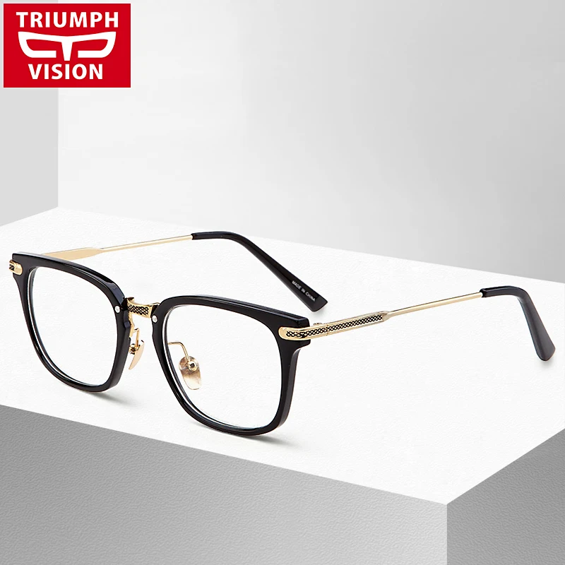 

TRIUMPH VISION Black Spectacle Frame Eyeglasses Fashion Square Clear Lens Optical Glasses Frame Brand Design Eyewear Accessories