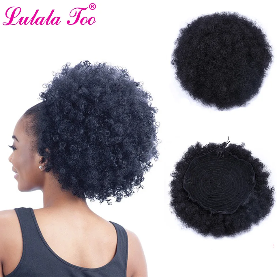 Polegada de Alta Rabo de Cavalo Clip em Sintético Puff Afro Encaracolado Peruca Cordão Curto Kinky Pônei Cauda Curly Cabelo Bun 10 2 Coque sintético