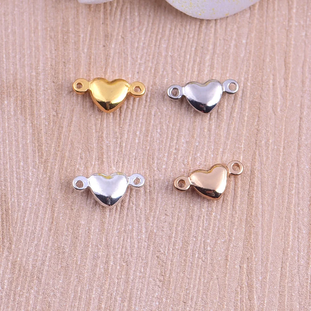 

20pcs ZHU RU 10*5mm Double rings love heart Symbolic love token For Necklace Bracelet Chain DIY Jewelry Accessory Findings
