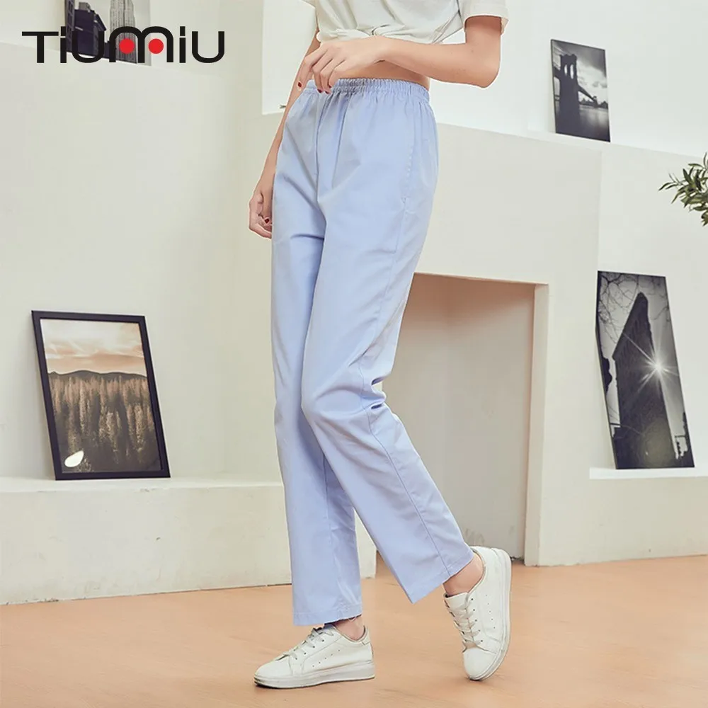 

Doctor Nurse Pants Women Elastic Waist Medical Uniform Bottoms Dental Nursing Scrub Pants SPA Work Clothes Trousers Wholesale