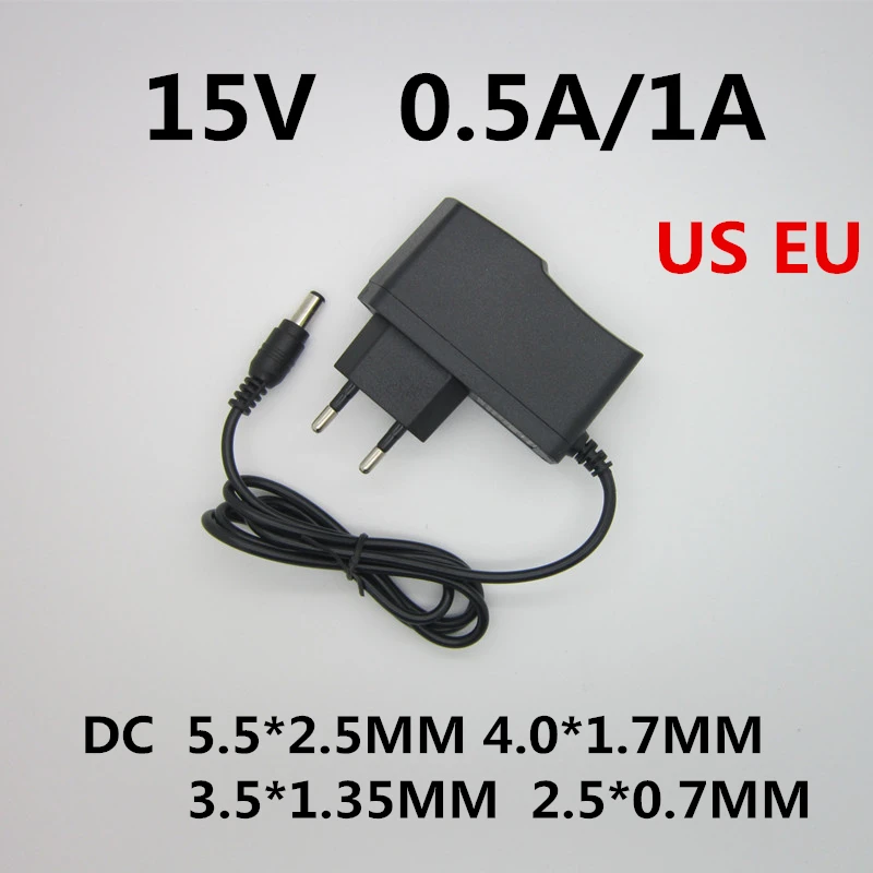 1 шт. AC/DC адаптер DC 15 в 0.5A 1A 1.5A 2A 3A AC 100-240 В адаптер конвертер мощность 15 в вольт зарядное устройство источник питания ЕС США вилка