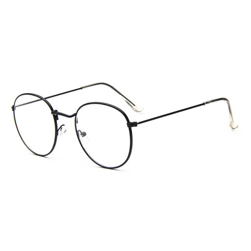 Модные Винтажные женские очки с оправой, простые зеркальные, литературные, Harajuku, большие металлические очки в овальной оправе, Oculos Feminino Masculino - Цвет оправы: 01