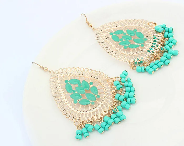 New European Fashion Elegant Atmosphere Classical Style Bohemia Resin Droplets Beads Earrings for Women Dangle earings | Украшения и
