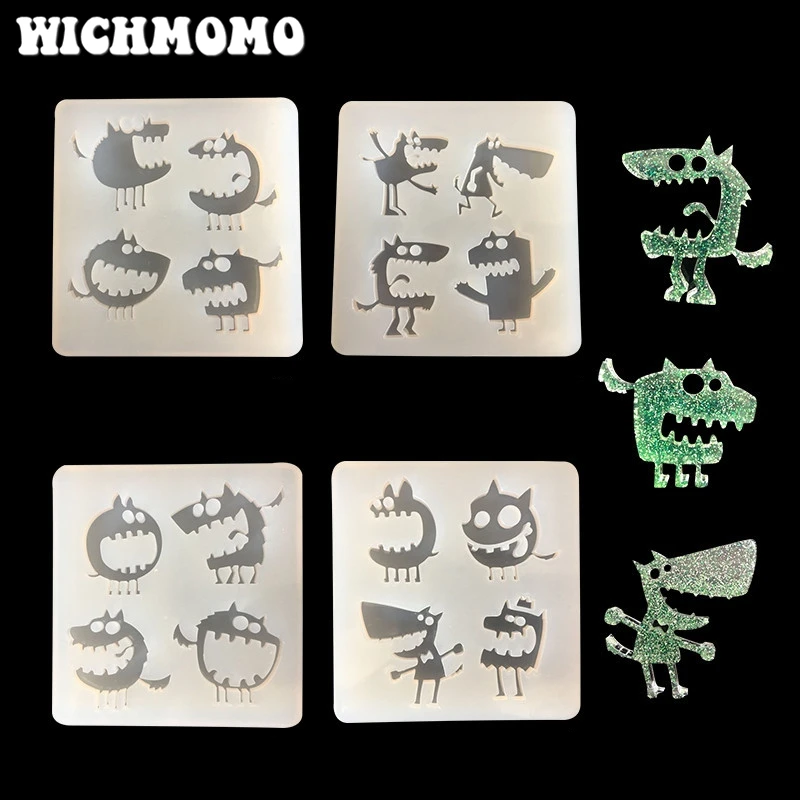 

2019 New 1PCS/bag 4 Style Monster Craft DIY Transparent UV Pyramid Resin Liquid Silicone Combination Molds for Making Jewelry