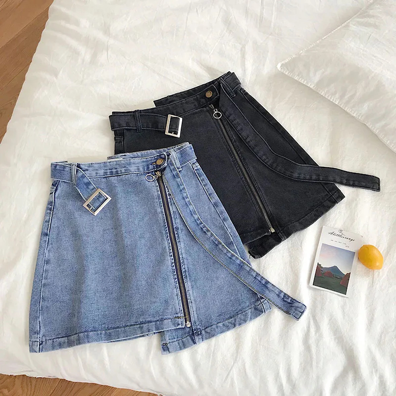 Юбки женские 2019 сексуальная высокая талия уличная Корейская мини джинсовая юбка