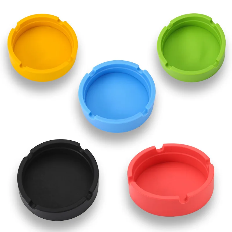 Portable Rubber Silicone Ashtrays Round Cigarette Holder Smoking