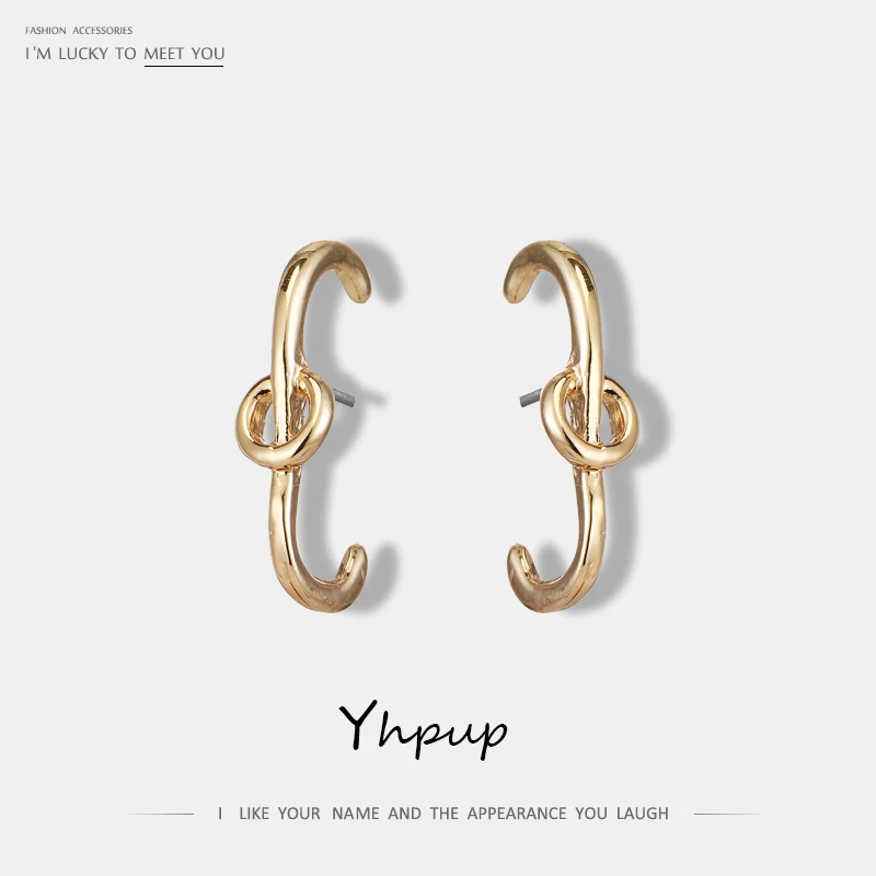 

Yhpup Fashion Simple Design Zinc Alloy Stud Earrings Tiny Minimalist High Quality Geometric Gold Earrings for Women Jewelry New